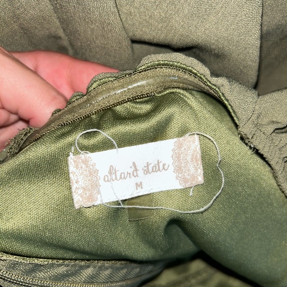 Altar'd State Olive Green romper with waist tie - Picture 3 of 3